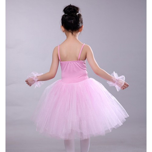 Girls  blue light pink long length ballet dance dresses sequin modern dance ballet dance tutu skirts costumes